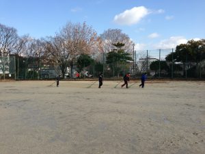野球教室の練習風景